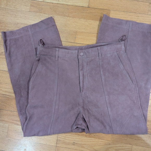Sezane Damiano Trousers in Wisteria 100% Suede Sz 40 / US 8 - Picture 10 of 10